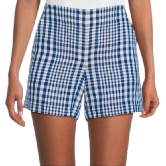 Theory Linen-Blend Checked Shorts NWOT 0 - Picture 13 of 13